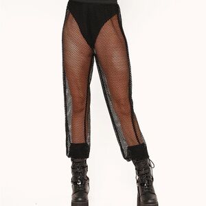 Black Fishnet Joggers